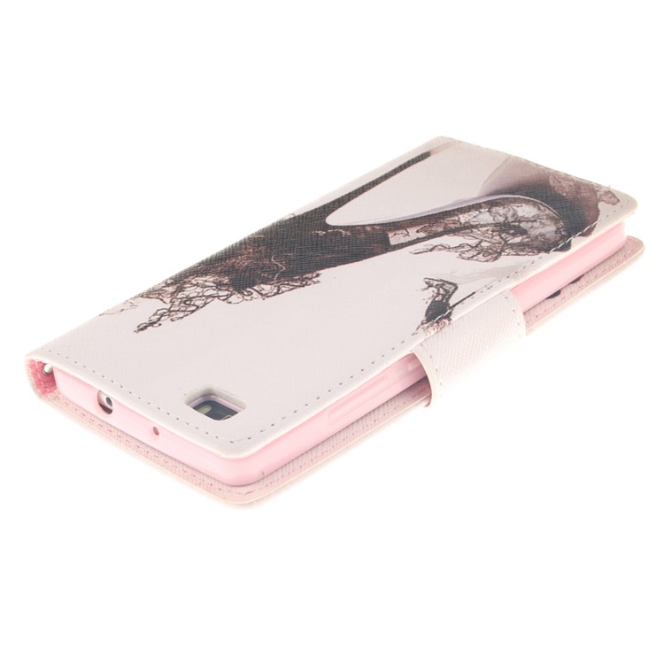 Wallet Leather Stand Case for Huawei Ascend P8 Lite - High-heeled Shoes-4
