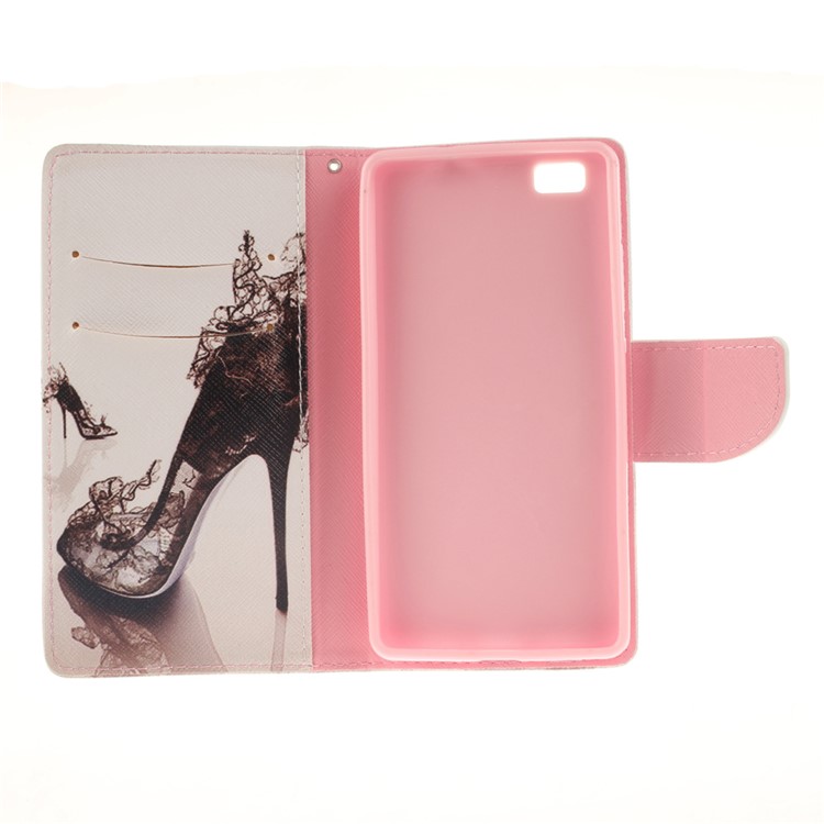 Wallet Leather Stand Case for Huawei Ascend P8 Lite - High-heeled Shoes-9