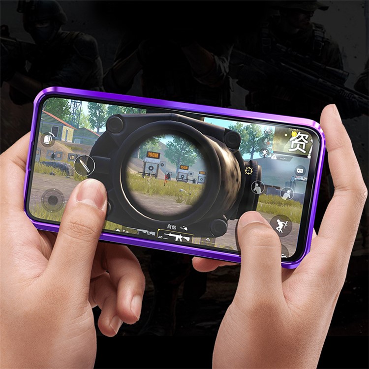 Magnetic Attraction Metal Frame + Tempered Glass Back Case for Huawei Honor Magic 2 - Purple-2