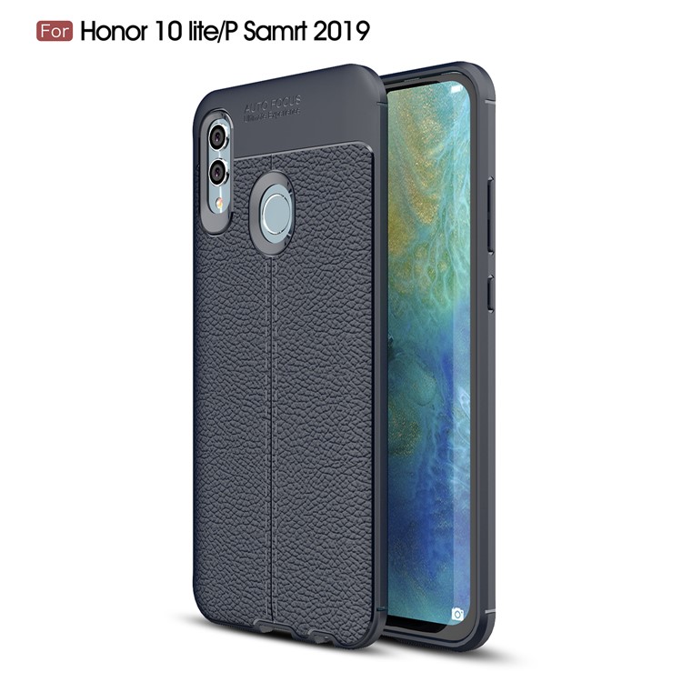 Litchi Texture Soft TPU Case for Huawei P Smart (2019) / Honor 10 Lite - Dark Blue