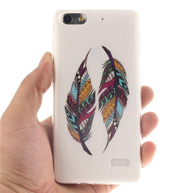 IMD Soft TPU Gel Phone Case for Huawei Honor 4C - Colorized Feathers-5