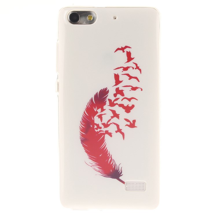 IMD Soft TPU Gel Protective Cover for Huawei Honor 4C - Red Feather and Birds-1