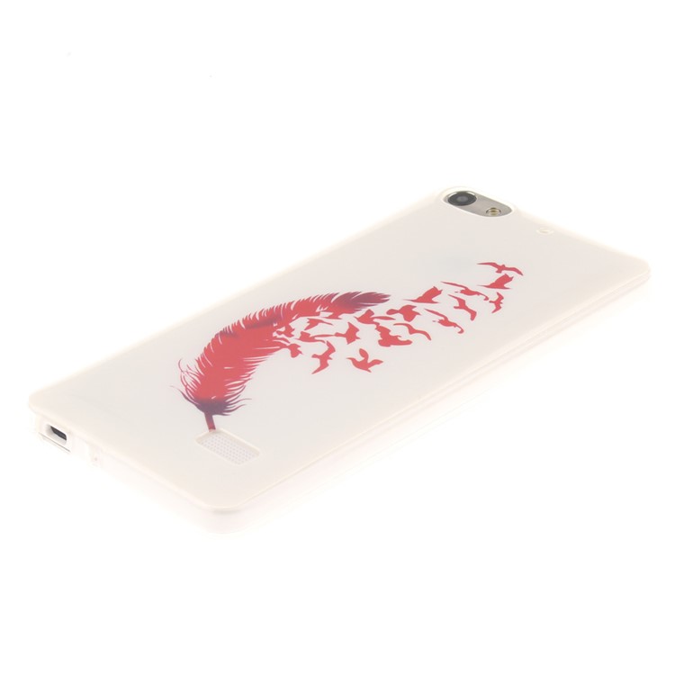 IMD Soft TPU Gel Protective Cover for Huawei Honor 4C - Red Feather and Birds-3