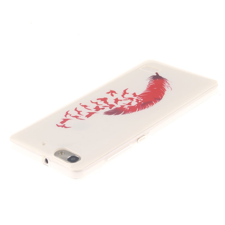 IMD Soft TPU Gel Protective Cover for Huawei Honor 4C - Red Feather and Birds-4