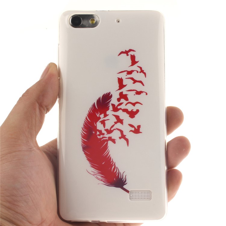 IMD Soft TPU Gel Protective Cover for Huawei Honor 4C - Red Feather and Birds-5