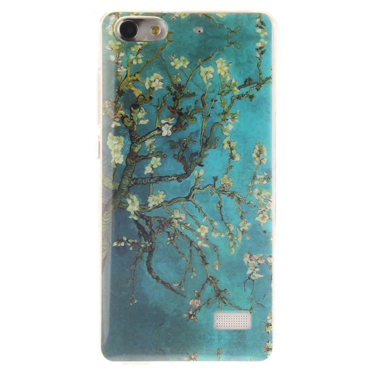 IMD Soft TPU Gel Phone Case Cover for Huawei Honor 4C - Tree with Flowers-1