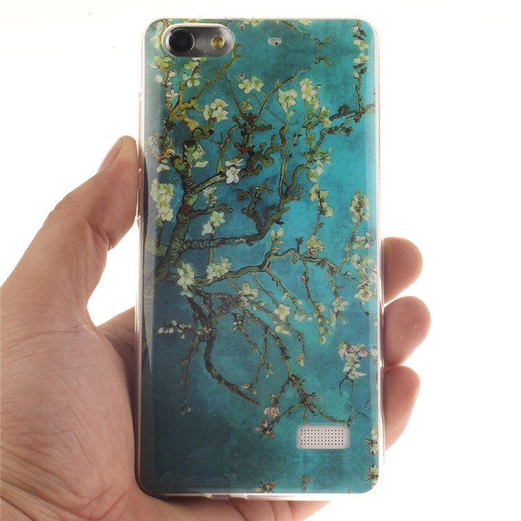 IMD Soft TPU Gel Phone Case Cover for Huawei Honor 4C - Tree with Flowers-5
