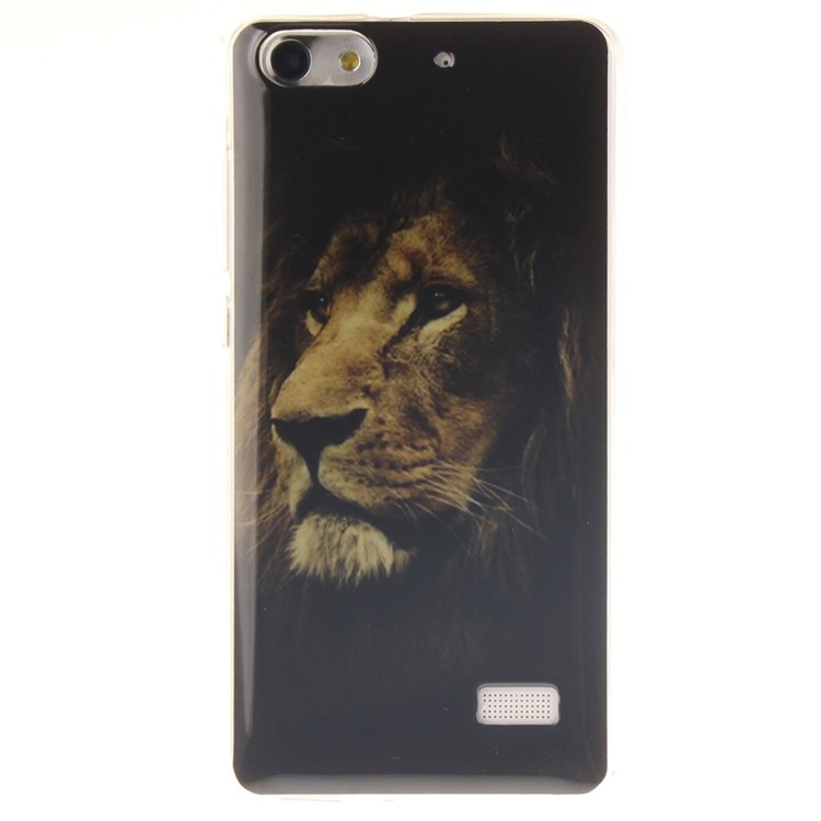 IMD Soft TPU Gel Phone Shell Cover for Huawei Honor 4C - Lonely Lion-1