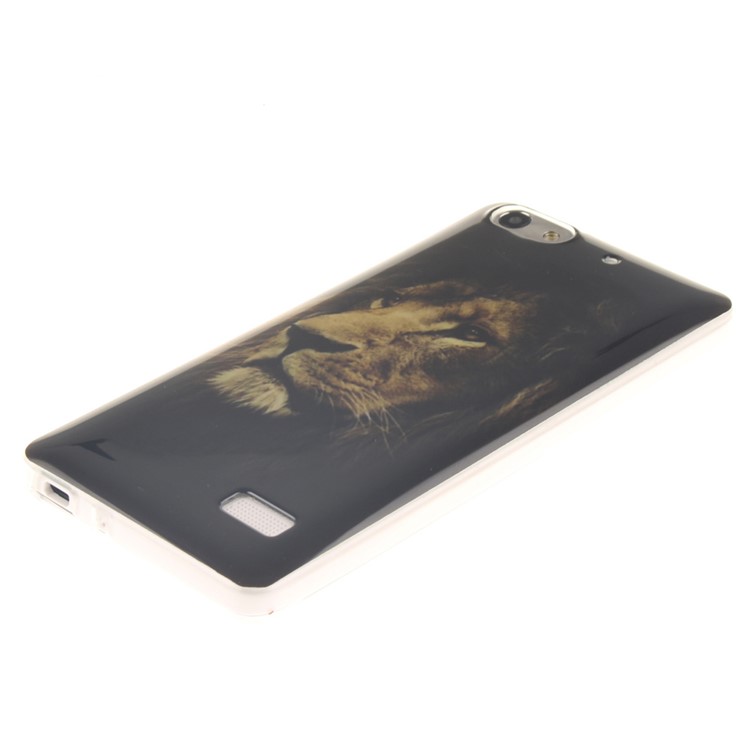 IMD Soft TPU Gel Phone Shell Cover for Huawei Honor 4C - Lonely Lion-3