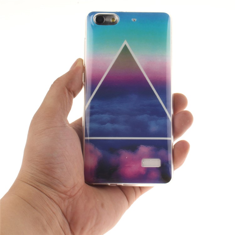 IMD Soft TPU Gel Protective Shell for Huawei Honor 4C - Colorful Cloud and Triangle-5