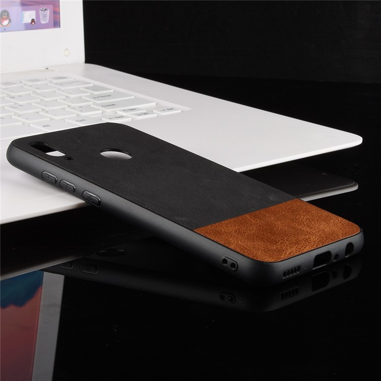 Bi-color Splicing Leather Coated PC + TPU Hybrid Case for Huawei P Smart (2019)/ Honor 10 Lite - Black-2