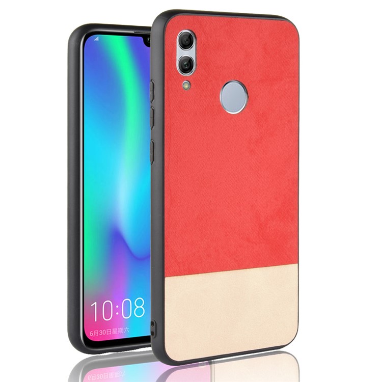 Bi-color Splicing Leather Coated PC + TPU Hybrid Cover for Huawei P Smart (2019)/ Honor 10 Lite - Red-1
