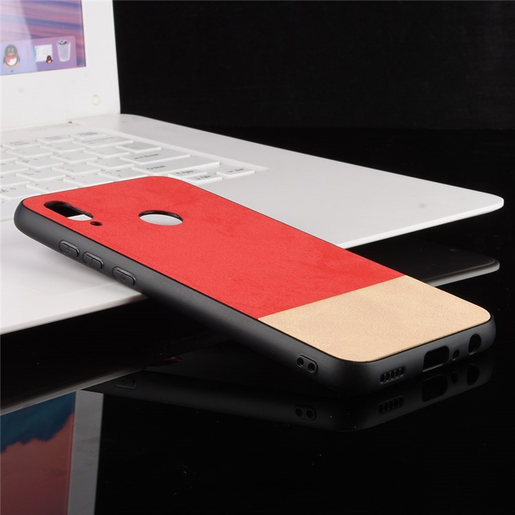 Bi-color Splicing Leather Coated PC + TPU Hybrid Cover for Huawei P Smart (2019)/ Honor 10 Lite - Red-2
