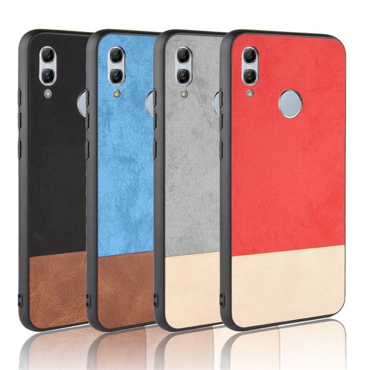 Bi-color Splicing Leather Coated PC + TPU Hybrid Cover for Huawei P Smart (2019)/ Honor 10 Lite - Red-6