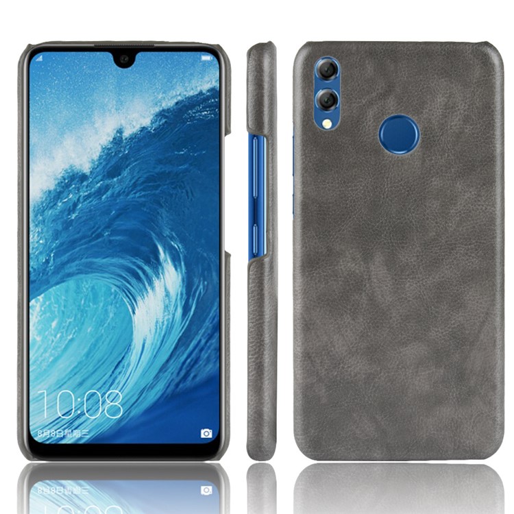 Litchi Texture PU Leather Coated Hard PC Cell Phone Case for Huawei Honor 8X / Honor View 10 Lite - Grey-1