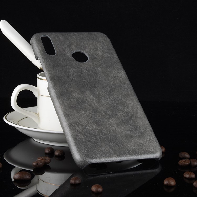 Litchi Texture PU Leather Coated Hard PC Cell Phone Case for Huawei Honor 8X / Honor View 10 Lite - Grey-2