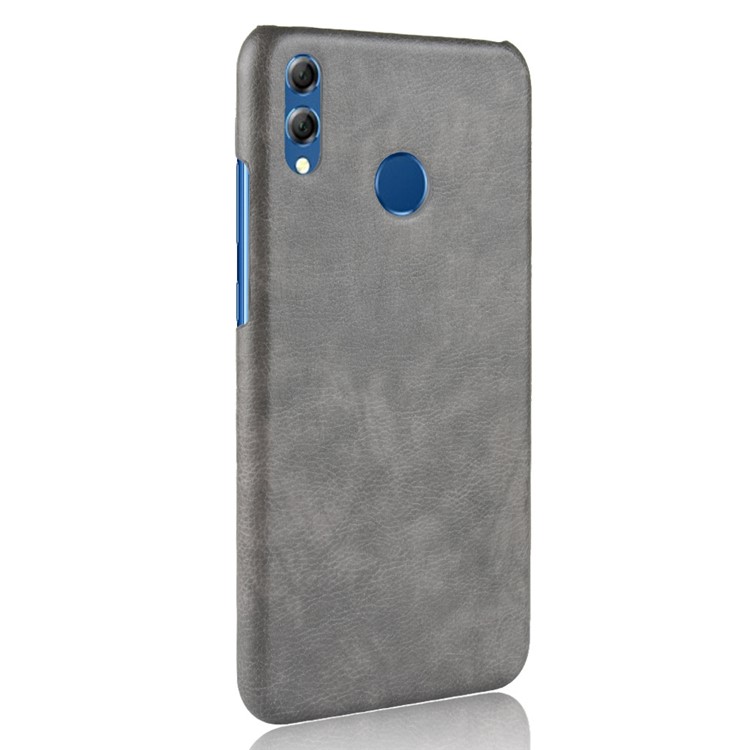 Litchi Texture PU Leather Coated Hard PC Cell Phone Case for Huawei Honor 8X / Honor View 10 Lite - Grey-4
