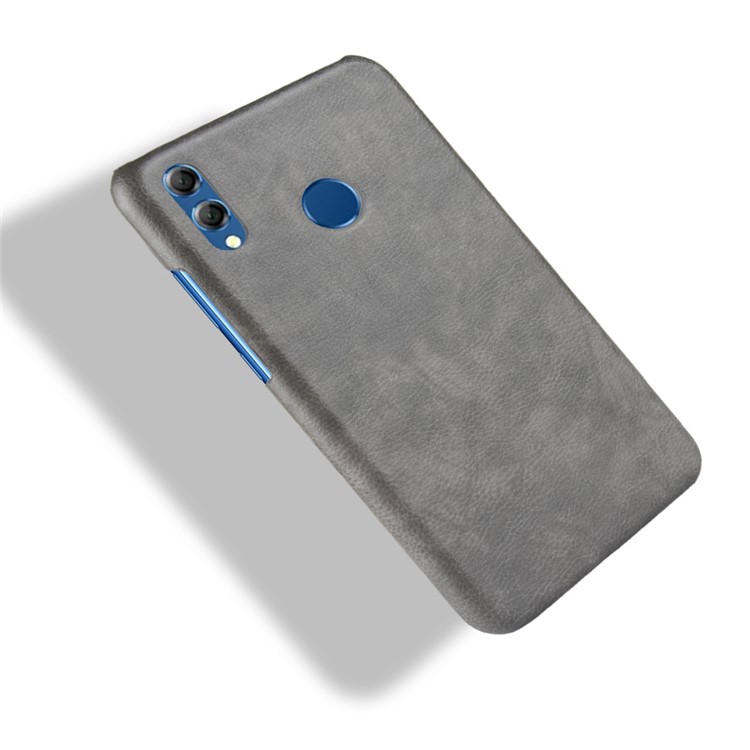 Litchi Texture PU Leather Coated Hard PC Cell Phone Case for Huawei Honor 8X / Honor View 10 Lite - Grey-5