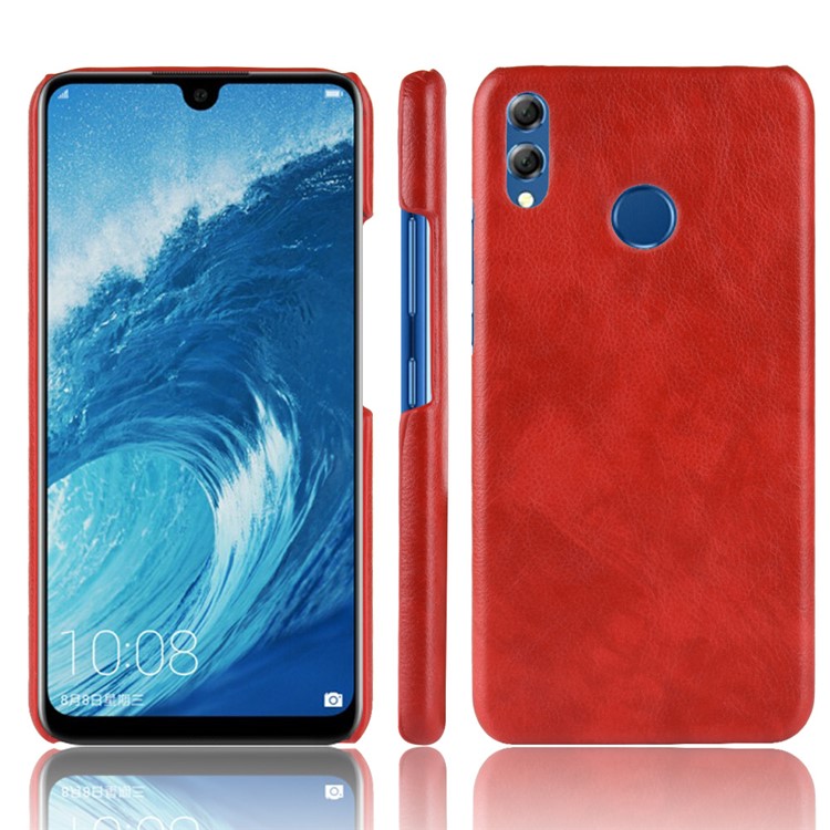 Litchi Texture PU Leather Coated Hard PC Cell Phone Cover for Huawei Honor 8X / Honor View 10 Lite - Red-1