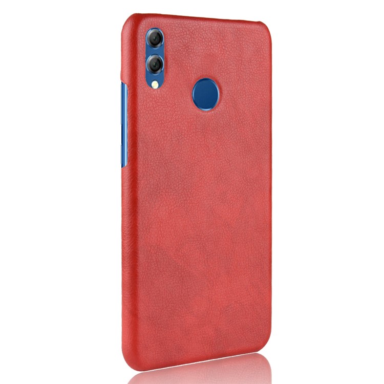 Litchi Texture PU Leather Coated Hard PC Cell Phone Cover for Huawei Honor 8X / Honor View 10 Lite - Red-4