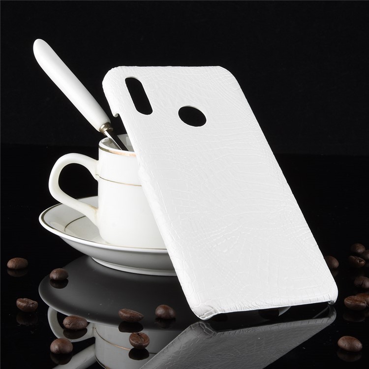 Crocodile Texture PU Leather Coated PC Protection Cover for Honor 10 Lite - White-1