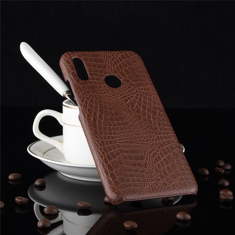 Crocodile Texture PU Leather Coated PC Accessory Case for Honor 10 Lite - Brown-1