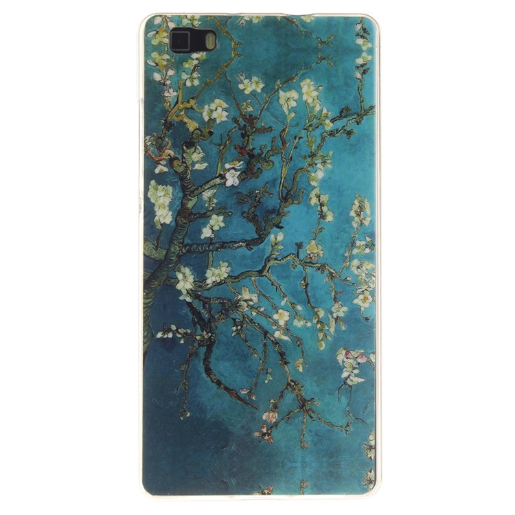 Soft IMD TPU Case Cover for Huawei Ascend P8 Lite - Peach Tree-1