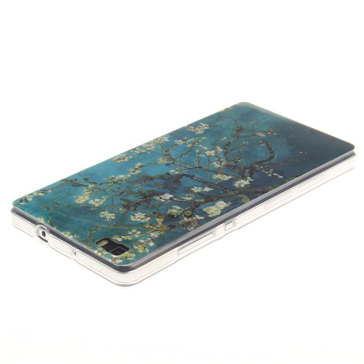 Soft IMD TPU Case Cover for Huawei Ascend P8 Lite - Peach Tree-3