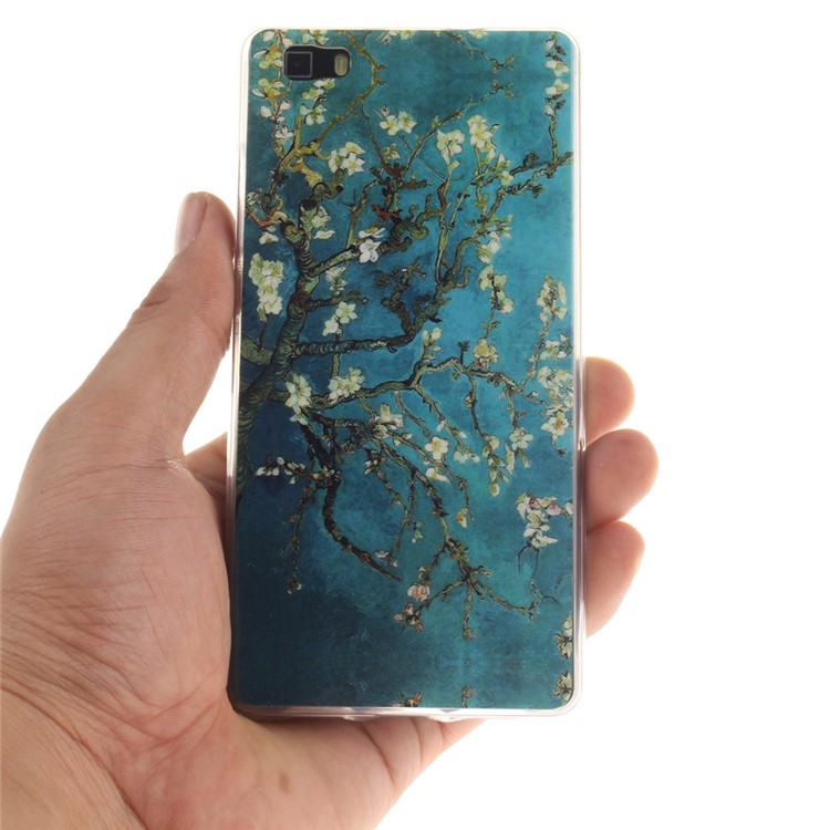 Soft IMD TPU Case Cover for Huawei Ascend P8 Lite - Peach Tree-4