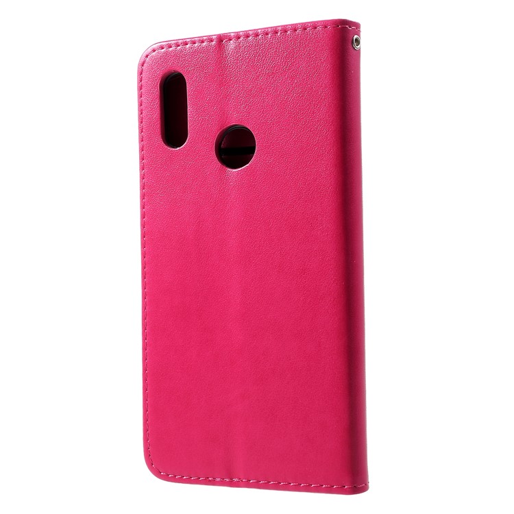 For Huawei Honor 10 Lite Imprint Cat and Fish Bone Wallet Stand Leather Cover - Rose-2