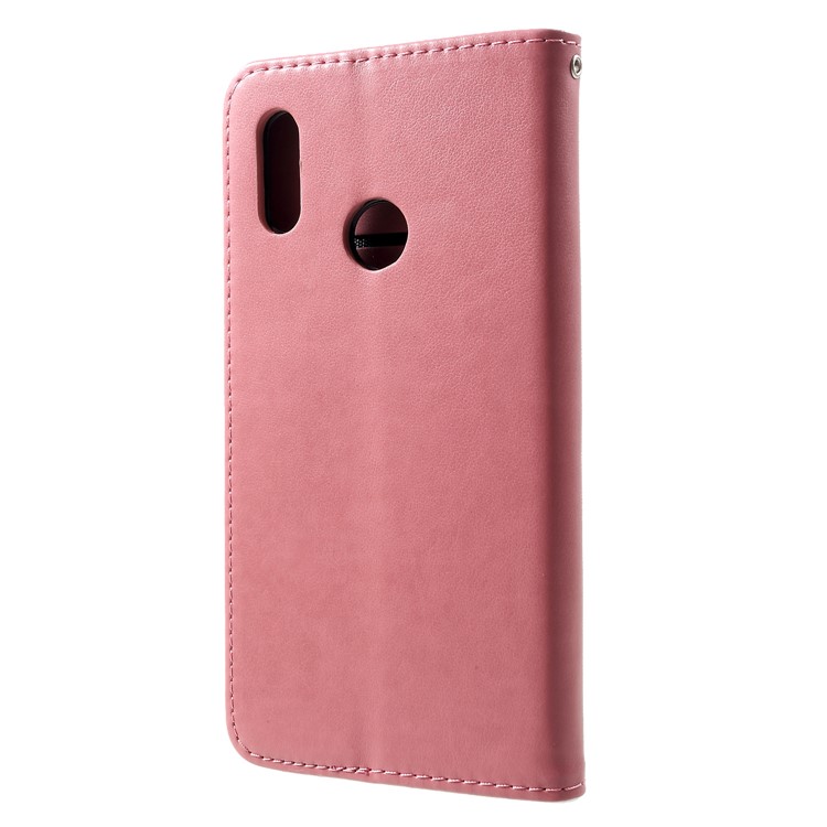 For Huawei Honor 10 Lite Imprint Cat and Fish Bone Wallet Stand Leather Shell - Pink-2