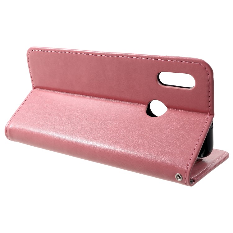 For Huawei Honor 10 Lite Imprint Cat and Fish Bone Wallet Stand Leather Shell - Pink-4