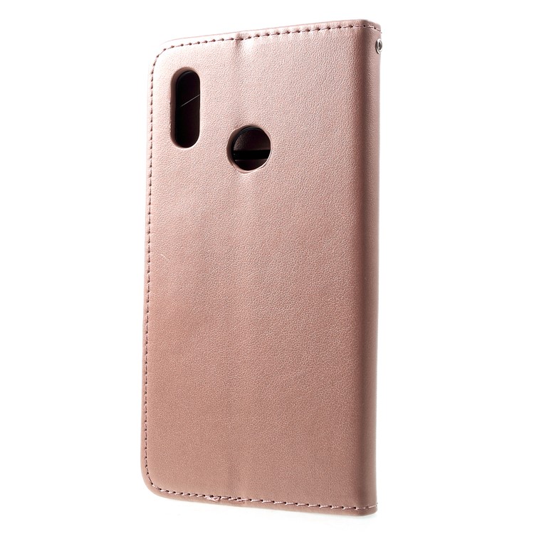For Huawei Honor 10 Lite Imprint Cat and Fish Bone Wallet Stand Leather Casing - Rose Gold-2