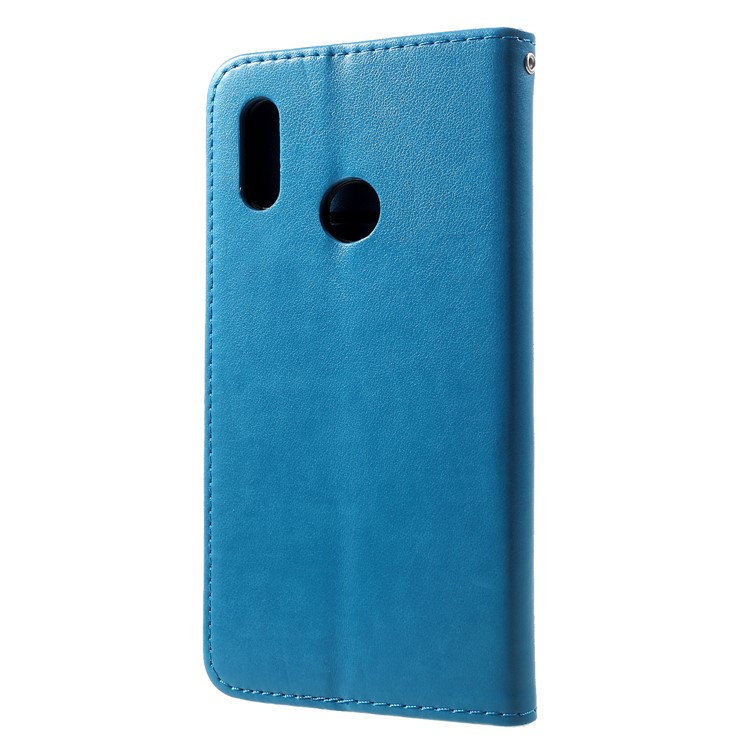 For Huawei Honor 10 Lite Imprint Cat and Fish Bone Wallet Stand Leather Cell Phone Cover - Baby Blue-2
