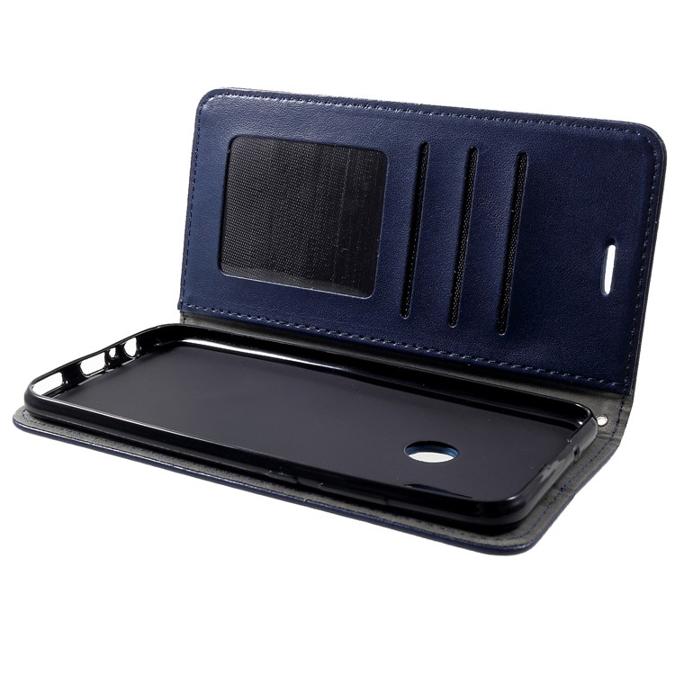 For Huawei Honor 10 Lite Imprint Cat and Fish Bone Wallet Stand Leather Flip Cover - Dark Blue-5