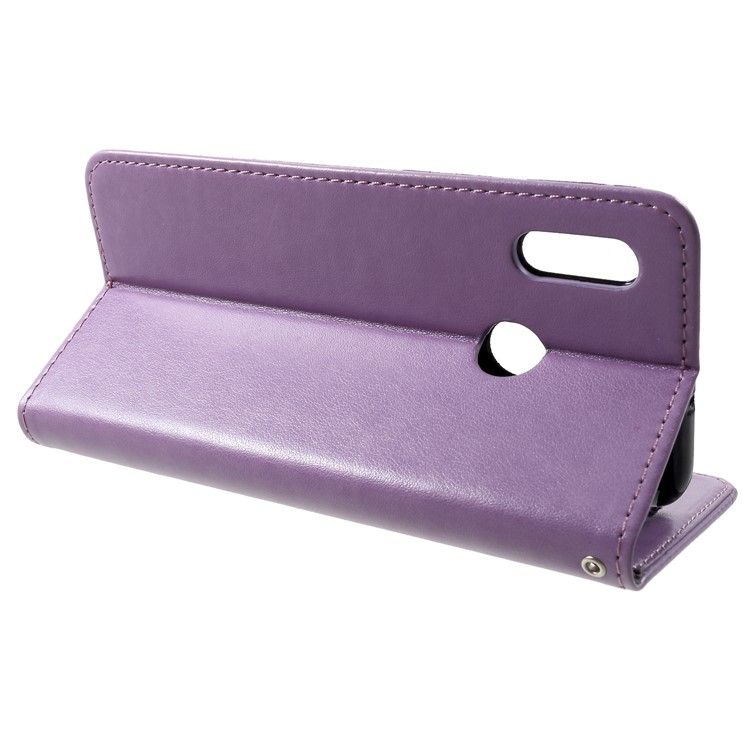For Huawei Honor 10 Lite Imprint Cat and Fish Bone Wallet Stand Leather Flip Shell - Purple-4