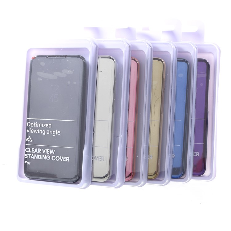 Electroplating Mirror Surface View Window Leather Stand Case for Huawei Honor 10 Lite - Black-10
