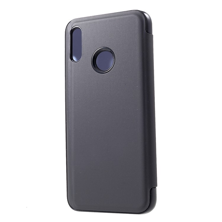Electroplating Mirror Surface View Window Leather Stand Case for Huawei Honor 10 Lite - Black-2