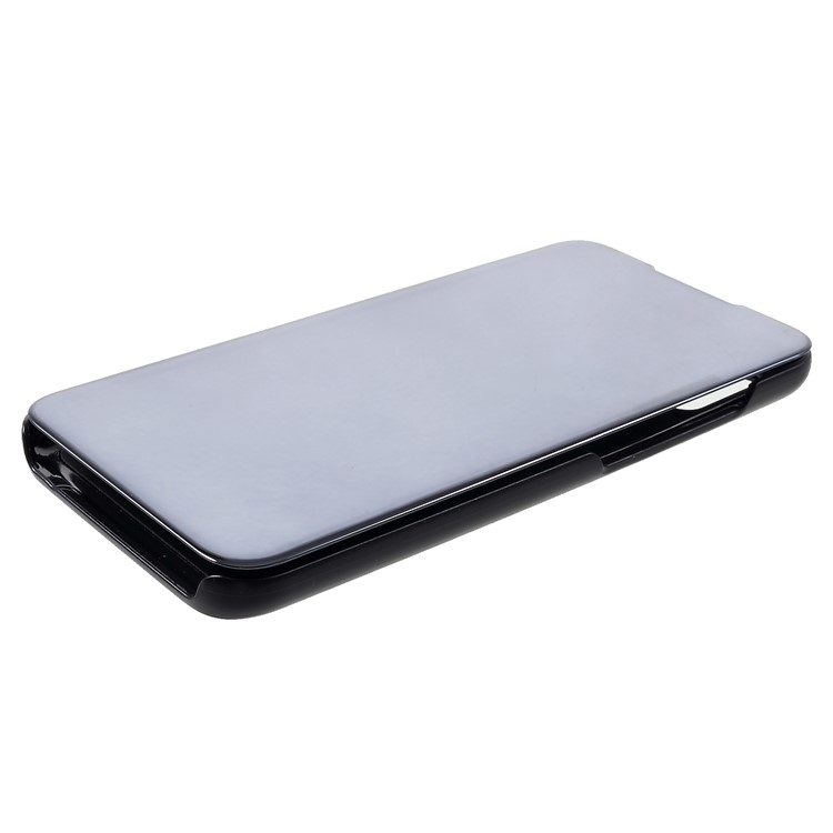 Electroplating Mirror Surface View Window Leather Stand Case for Huawei Honor 10 Lite - Black-4