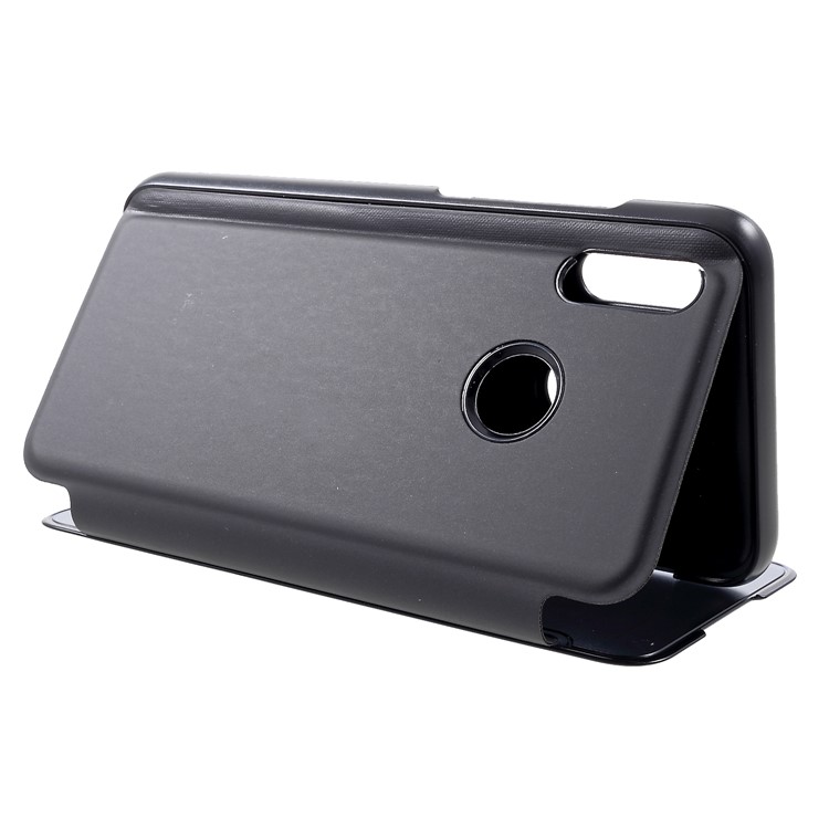 Electroplating Mirror Surface View Window Leather Stand Case for Huawei Honor 10 Lite - Black-5
