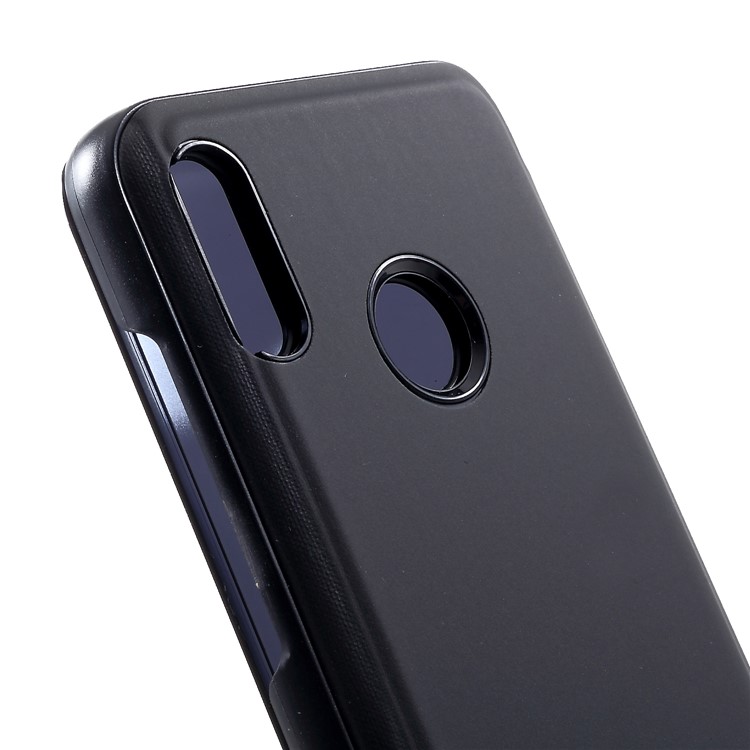 Electroplating Mirror Surface View Window Leather Stand Case for Huawei Honor 10 Lite - Black-8