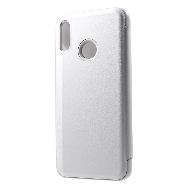 Electroplating Mirror Surface View Window Leather Stand Cover for Huawei Honor 10 Lite - Silver-2