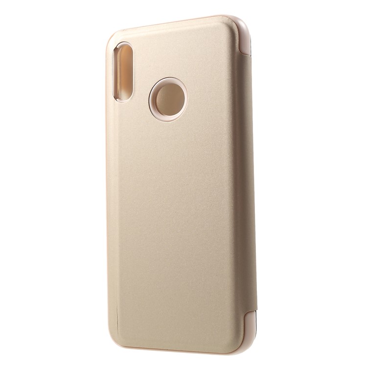 Electroplating Mirror Surface View Window Leather Stand Casing for Huawei Honor 10 Lite - Gold-2