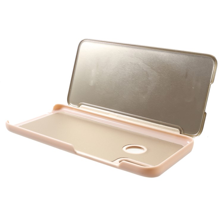 Electroplating Mirror Surface View Window Leather Stand Casing for Huawei Honor 10 Lite - Gold-6