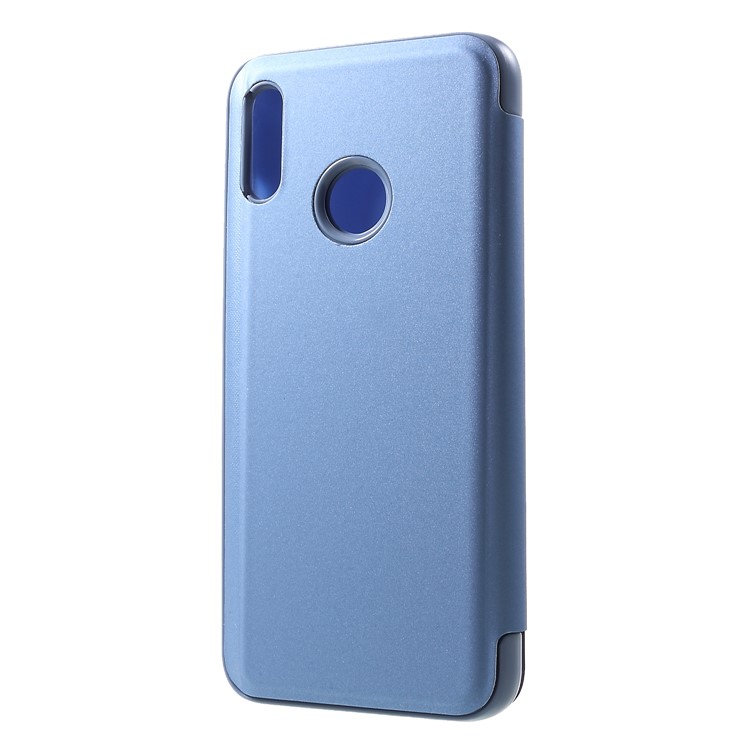 Electroplating Mirror Surface View Window Leather Stand Cell Phone Case for Huawei Honor 10 Lite - Blue-2