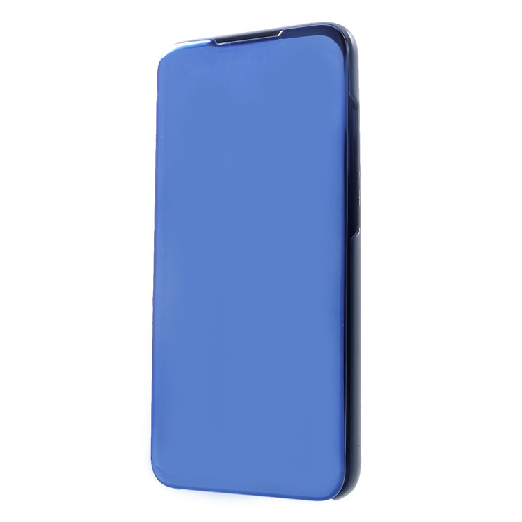 Electroplating Mirror Surface View Window Leather Stand Cell Phone Case for Huawei Honor 10 Lite - Blue-3