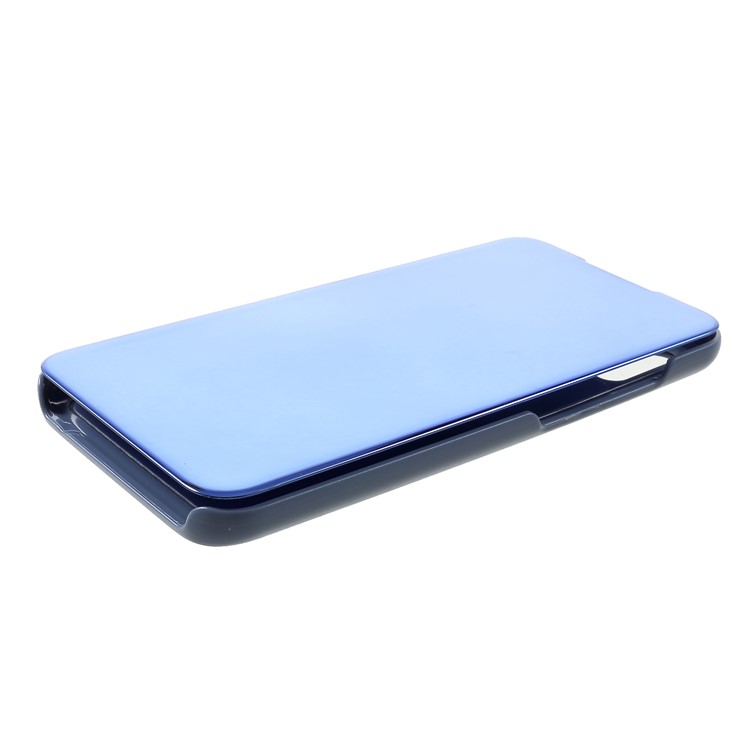 Electroplating Mirror Surface View Window Leather Stand Cell Phone Case for Huawei Honor 10 Lite - Blue-4