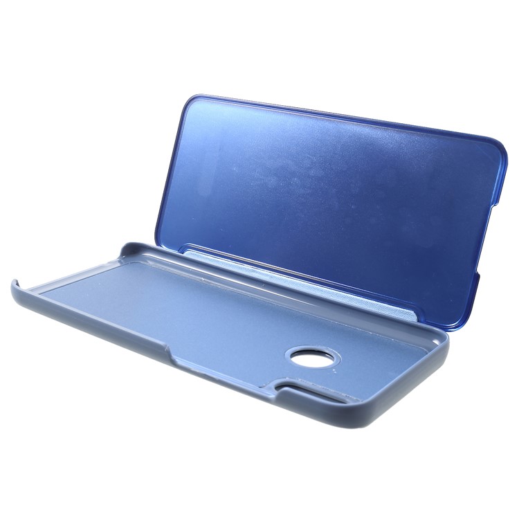 Electroplating Mirror Surface View Window Leather Stand Cell Phone Case for Huawei Honor 10 Lite - Blue-6