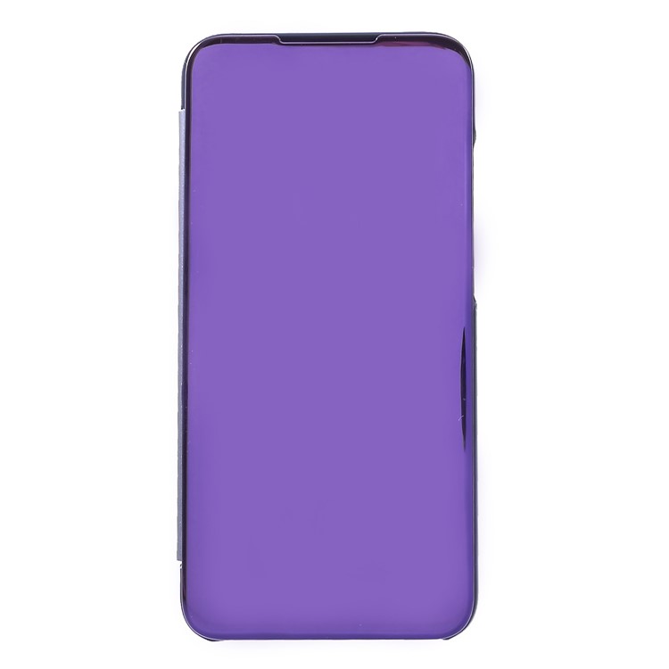 Electroplating Mirror Surface View Window Leather Stand Mobile Phone Case for Huawei Honor 10 Lite - Purple-1
