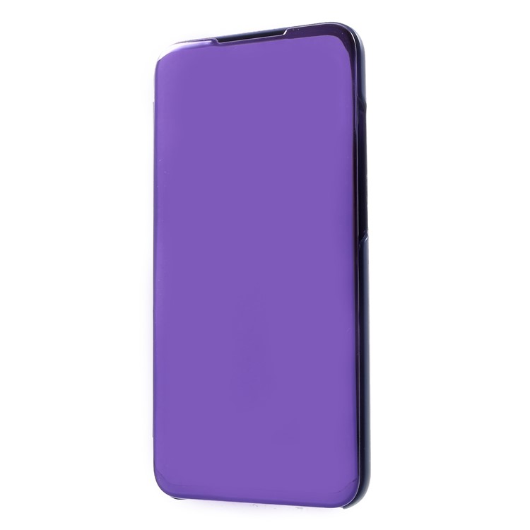 Electroplating Mirror Surface View Window Leather Stand Mobile Phone Case for Huawei Honor 10 Lite - Purple-3